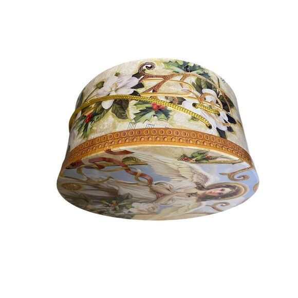 Vintage Christmas Angel Victorian Style Round Gift Hat Box Holiday Decor Xmas - Picture 5 of 10